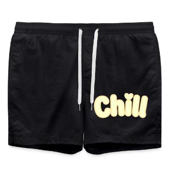 Chill Pastel Gelb Weiche Typografie - Badeshorts - Schwarz - Vorne - AI Model Male 185 light (185cm)