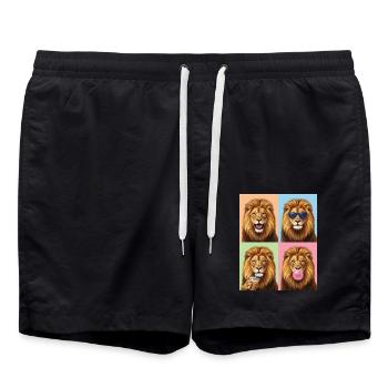 Löwen Löwe - Badeshorts - Schwarz - Vorne - AI Model Male 185 light (185cm)