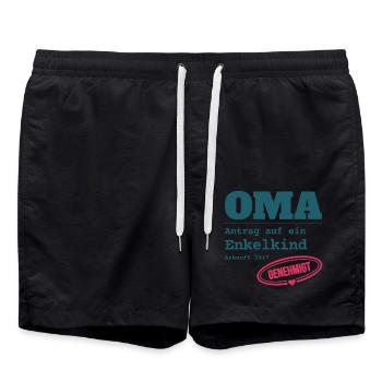 Oma 2027 – Antrag auf Enkelkind genehmigt - Badeshorts - Schwarz - Vorne - AI Model Male 185 light (185cm)