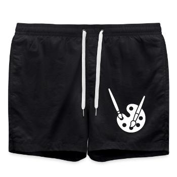 Malerei, Farbpalette, Pinsel, Kunst Symbol - Badeshorts - Schwarz - Vorne - AI Model Male 185 light (185cm)