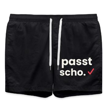 Passt scho - Österreichisch Dialekt Shirt - Badeshorts - Schwarz - Vorne - AI Model Male 185 light (185cm)