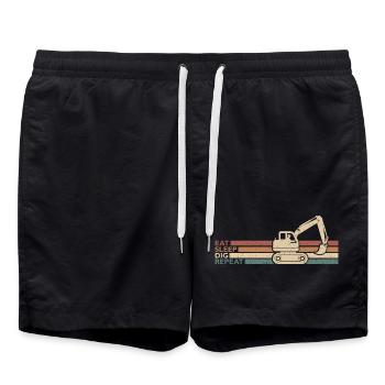 Eat Sleep Dig Repeat Bagger Fahrer Die Baggern - Badeshorts - Schwarz - Vorne - AI Model Male 185 light (185cm)