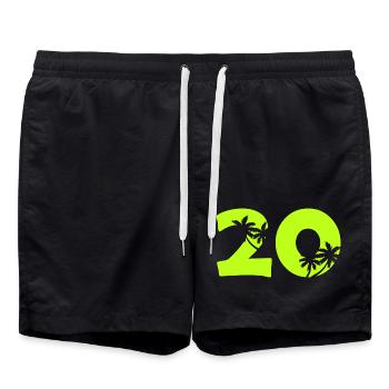 20er Tropenpalmen Retro - Badeshorts - Schwarz - Vorne - AI Model Male 185 light (185cm)