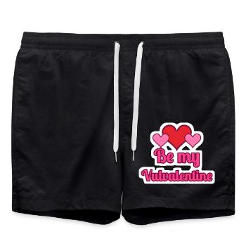 Be my Vulvalentine Valentinstag Sticker - Badeshorts - Schwarz - Vorne - AI Model Male 185 light (185cm)