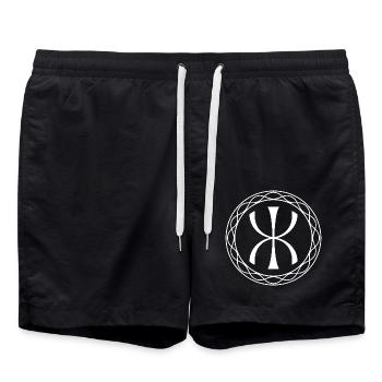 Verflochtenes Wappen der Unendlichkeit - Badeshorts - Schwarz - Vorne - AI Model Male 185 light (185cm)