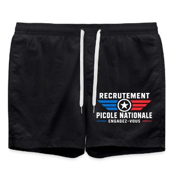 Fettgedrucktes nationales Rekrutierungsplakat - Badeshorts - Schwarz - Vorne - AI Model Male 185 light (185cm)