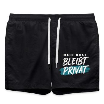 Meinungsfreiheit Spruch Mein Chat bleibt privat - Badeshorts - Schwarz - Vorne - AI Model Male 185 light (185cm)