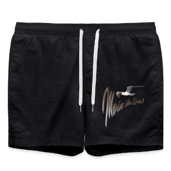 Moin ihr Spacken Möwe - Badeshorts - Schwarz - Vorne - AI Model Male 185 light (185cm)