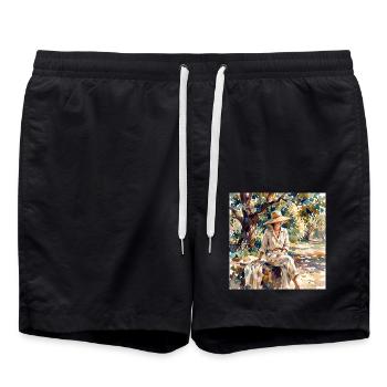 Sommerlicht in Aquarellkleid - Badeshorts - Schwarz - Vorne - AI Model Male 185 light (185cm)