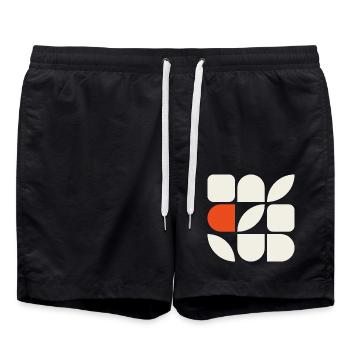 GEFÜGE 01 – Geometrische Formen - Badeshorts - Schwarz - Vorne - AI Model Male 185 light (185cm)