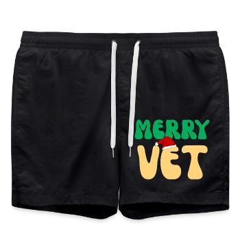 Süßes fröhliches Veterinär-Weihnachten-Vet-Tech-Geschenk - Badeshorts - Schwarz - Vorne - AI Model Male 185 light (185cm)