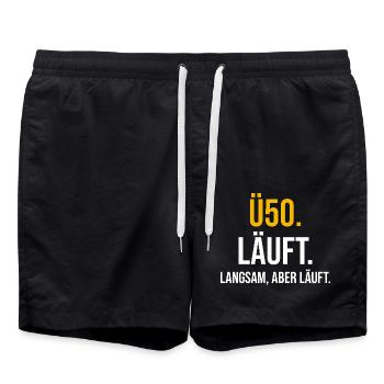 Ü50. Läuft. Langsam, aber läuft. - Badeshorts - Schwarz - Vorne - AI Model Male 185 light (185cm)