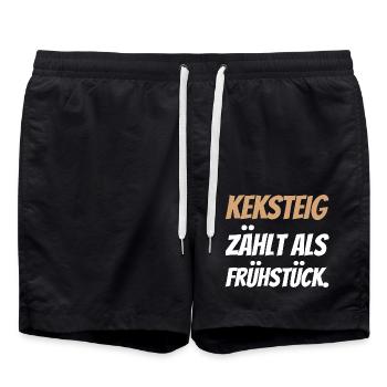 Keksteig zählt als Frühstück. - Badeshorts - Schwarz - Vorne - AI Model Male 185 light (185cm)