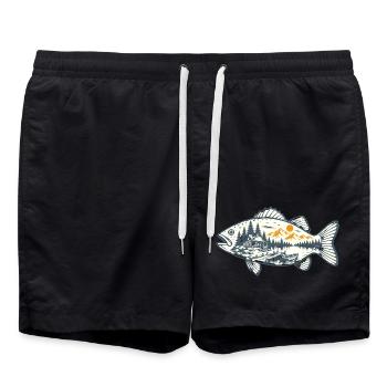 Vintage-Fischen - Badeshorts - Schwarz - Vorne - AI Model Male 185 light (185cm)