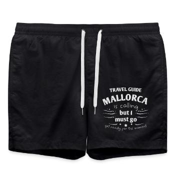 Mallorca is calling but I must go Spanien - Badeshorts - Schwarz - Vorne - AI Model Male 185 light (185cm)