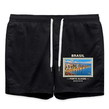Brasilien Porto Alegre Vintage Reisemarke - Badeshorts - Schwarz - Vorne - AI Model Male 185 light (185cm)