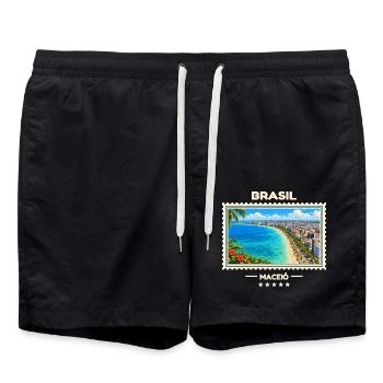 Brasilien Maceió Vintage Reisemarke - Badeshorts - Schwarz - Vorne - AI Model Male 185 light (185cm)