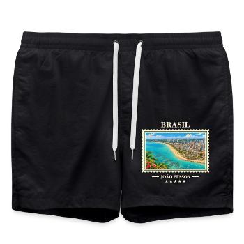 Brasilien João Pessoa Vintage Reisemarke - Badeshorts - Schwarz - Vorne - AI Model Male 185 light (185cm)