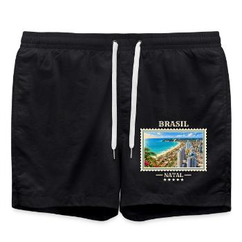 Brasilien Natal Vintage Reisemarke - Badeshorts - Schwarz - Vorne - AI Model Male 185 light (185cm)