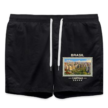 Brasilien Campinas Vintage Reisemarke - Badeshorts - Schwarz - Vorne - AI Model Male 185 light (185cm)