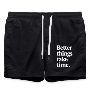 Bessere Dinge brauchen Zeit - Badeshorts - Schwarz - Vorne - AI Model Male 185 light (185cm)