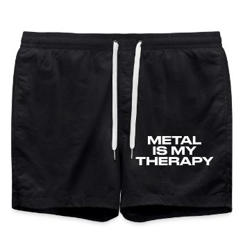 Metall ist meine Therapie - Badeshorts - Schwarz - Vorne - AI Model Male 185 light (185cm)