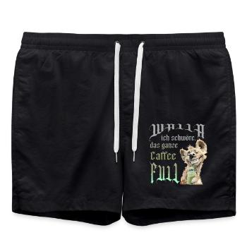 Hund Caffe full - Badeshorts - Schwarz - Vorne - AI Model Male 185 light (185cm)
