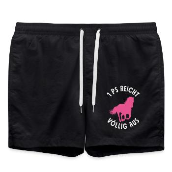 Lustiges Pferdemädchen & Reiter Spruch Geschenke - Badeshorts - Schwarz - Vorne - AI Model Male 185 light (185cm)