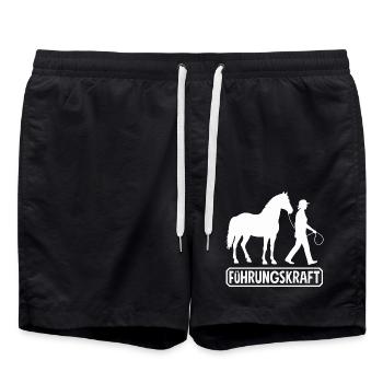 Lustiges Pferdemädchen & Reiter Spruch Geschenke - Badeshorts - Schwarz - Vorne - AI Model Male 185 light (185cm)