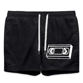 Videokassette Symbol Kindheit - Badeshorts - Schwarz - Vorne - AI Model Male 185 light (185cm)
