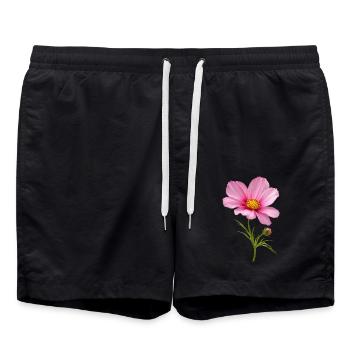 Pink Flower Nahaufnahme - Badeshorts - Schwarz - Vorne - AI Model Male 185 light (185cm)