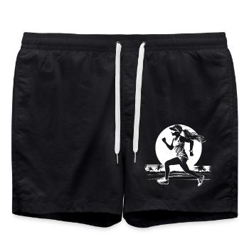 Läuferin Zeichnung - Badeshorts - Schwarz - Vorne - AI Model Male 185 light (185cm)