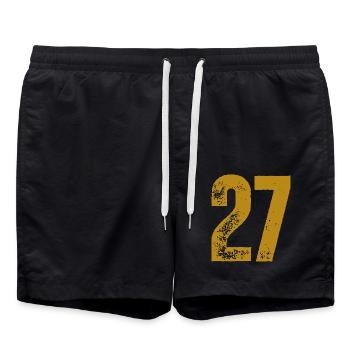 27 - Badeshorts - Schwarz - Vorne - AI Model Male 185 light (185cm)