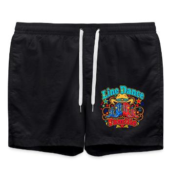 Line Dance Familie - Badeshorts - Schwarz - Vorne - AI Model Male 185 light (185cm)