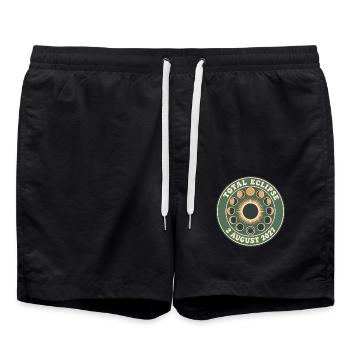 Totale Sonnenfinsternis 2. August 2027 Mondphasen - Badeshorts - Schwarz - Vorne - AI Model Male 185 light (185cm)
