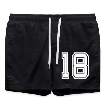 Geometrische 18 Umrisse – Blockstil - Badeshorts - Schwarz - Vorne - AI Model Male 185 light (185cm)