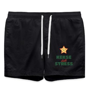 Kekse statt Stress – Plätzchen Weihnachten - Badeshorts - Schwarz - Vorne - AI Model Male 185 light (185cm)