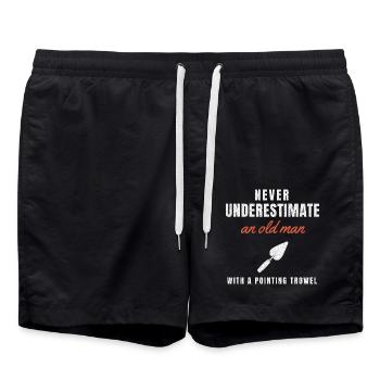 Maurer Humor Ziegelmauer Bauhandwerk Maurerhandwer - Badeshorts - Schwarz - Vorne - AI Model Male 185 light (185cm)