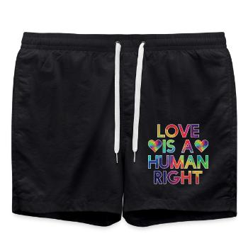 Schwul Gay-Pride - Love Human Right - Badeshorts - Schwarz - Vorne - AI Model Male 185 light (185cm)