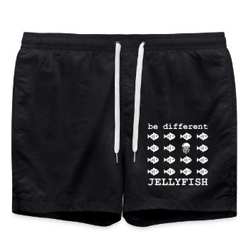 Jellyfish Be Different Qualle und Fische Spruch - Badeshorts - Schwarz - Vorne - AI Model Male 185 light (185cm)