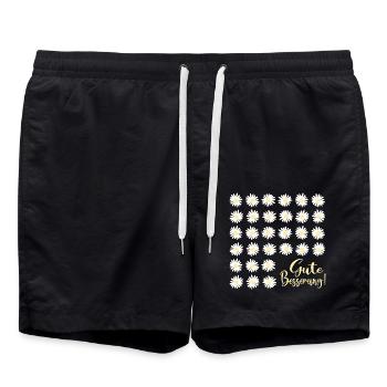 Gute Besserung wünschen, Gänseblümchen - Badeshorts - Schwarz - Vorne - AI Model Male 185 light (185cm)