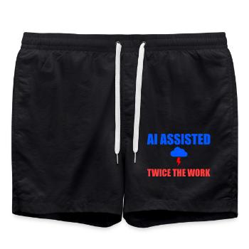 KI unterstützte doppelt so viel Arbeit - Badeshorts - Schwarz - Vorne - AI Model Male 185 light (185cm)