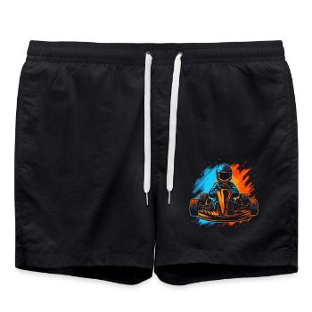 Go-Kart Motorsport Rennfahrer Jungen Herren Gokart - Badeshorts - Schwarz - Vorne - AI Model Male 185 light (185cm)