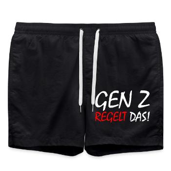 gen z regelt das - Badeshorts - Schwarz - Vorne - AI Model Male 185 light (185cm)