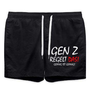 gen z regelt das - Badeshorts - Schwarz - Vorne - AI Model Male 185 light (185cm)
