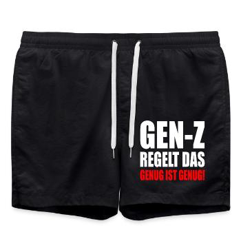 gen z regelt das - Badeshorts - Schwarz - Vorne - AI Model Male 185 light (185cm)