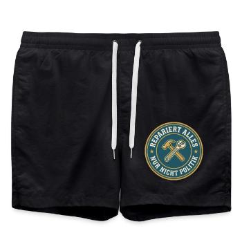 Handwerker Repariert alles nur nicht Politik - Badeshorts - Schwarz - Vorne - AI Model Male 185 light (185cm)