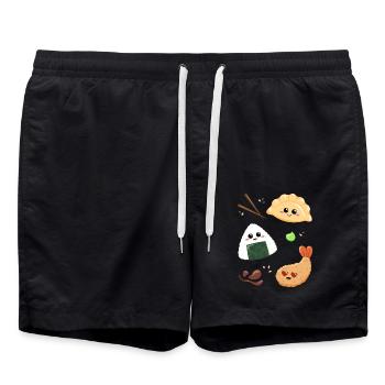 Asia Snacks für Essensliebhaber und Japan Fans - Badeshorts - Schwarz - Vorne - AI Model Male 185 light (185cm)