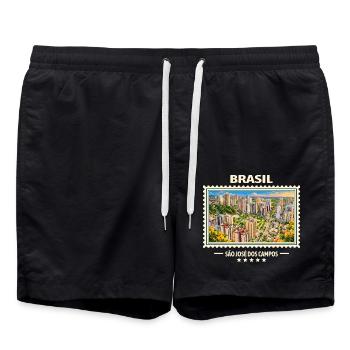 Brasilien São José dos Campos Vintage Reisemarke - Badeshorts - Schwarz - Vorne - AI Model Male 185 light (185cm)