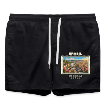 Brasilien São Gonçalo Vintage Reisemarke - Badeshorts - Schwarz - Vorne - AI Model Male 185 light (185cm)